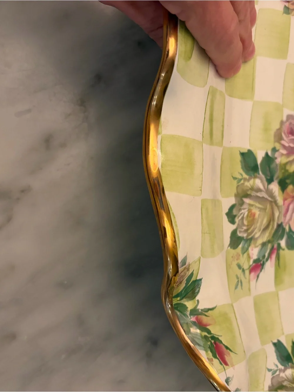 Mackenzie Childs Ceramic Serving Platter in Sweetpea pattern - RARE EXCELLENT
